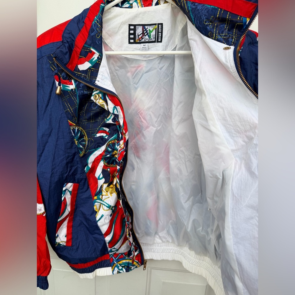 NWT Vintage 90s River Edge RE Sport Nautical Print Windbreaker Jacket Retro - Picture 14 of 16
